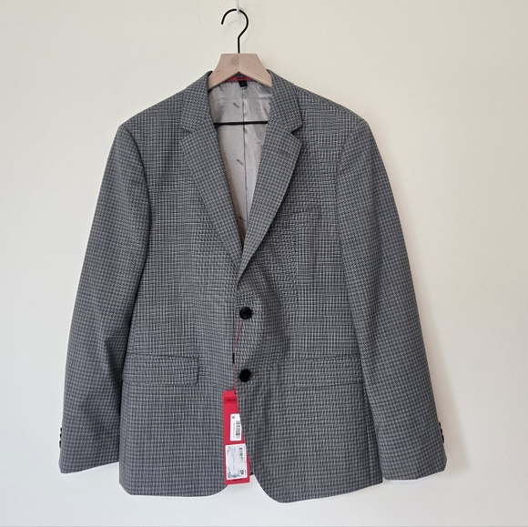 NWT Hugo Boss Jeffrey Regular Fit Grey Suit Jacket Check 40S